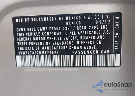 2013 Volkswagen Jetta Sportwagen 2.0L Tdi z USA, uszkodzony, nr VIN 3VWPL7AJ2DM624923